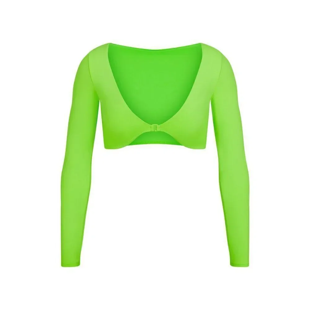 SKIMS Women's Neon Green Signature Swim Long Sleeve Shrug Size XL